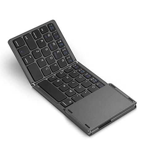 Yunseity Faltbare Drahtlose Tastatur mit Touchpad, Wiederaufladbar, 63 Tasten, Faltbare Bluetooth-Tastatur, Ultradünn, Faltbare Tastatur, Kompatibel mit IOS, Android, Windows(Dunkelgrau) von Yunseity