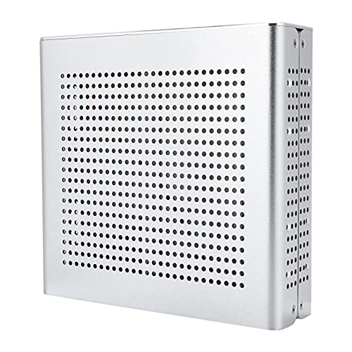 Yunseity G60S HTPC-Gehäuse, ITX-Gehäuse aus Vollaluminium HTPC-Desktop-Computergehäuse, ITX-Tower-Gehäuse DC-ATX-Netzteil für Desktop-Computer(Silber) von Yunseity