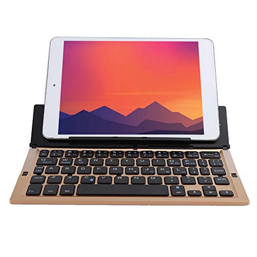 Yunseity Gold Faltbare Bluetooth-Tastatur, Tragbare Drahtlose Bluetooth-Tastatur für Tablet und Smartphone, Faltbare Bluetooth-Tastatur mit Ständerhalter von Yunseity