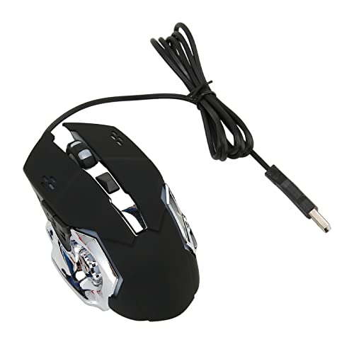 Yunseity Kabelgebundene Gaming-Maus, RGB-Hintergrundbeleuchtung, 4 Einstellbare DPI 3600 mit 6 Tasten, Ergonomische Optische USB-Computermäuse, kein Treiber Erforderlich (Schwarze hörbare von Yunseity