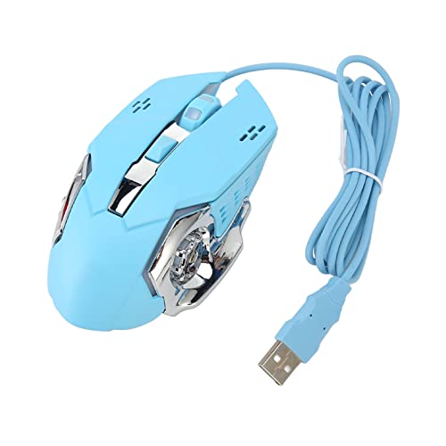 Yunseity Kabelgebundene Gaming-Maus mit RGB-Hintergrundbeleuchtung, 4 Einstellbare DPI, Leises Klicken, Ergonomisches Design, für Windows 7 8 10 XP (Blau) von Yunseity