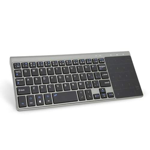 Yunseity Kabellose 2,4-G-Tastatur mit Touchpad, tragbare ultradünne Tastatur für mehrere Geräte mit Trackpad-Maus, für iOS, Windows, Android, Laptop, TV-Box von Yunseity