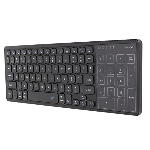Yunseity Kabellose 2,4-GHz-Tastatur mit Touchpad für PC, Laptop, Touchpad-Ziffernblock, Tragbare Ultraflache Remote-Tastatur mit Touchpad(Schwarz) von Yunseity