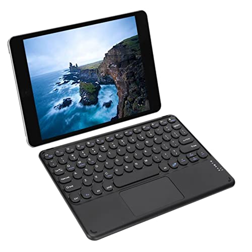 Yunseity Kabellose Bluetooth-Tastatur mit Touchpad 10-Zoll-Runde Leise Keycap-Tastatur Tragbare Ultradünne Tastatur für Smartphones, Tablets, Laptops(Schwarz) von Yunseity