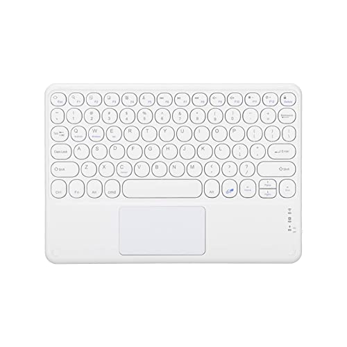 Yunseity Kabellose Bluetooth-Tastatur mit Touchpad 10-Zoll-Runde Leise Keycap-Tastatur Tragbare Ultradünne Tastatur für Smartphones, Tablets, Laptops(Weiß) von Yunseity