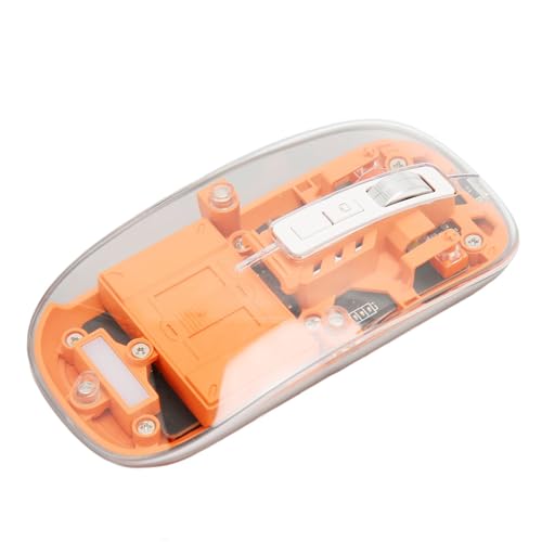 Yunseity Kabellose Maus, Ergonomisch, Geräuschlos, 400 MAh, 3 Modi, Transparent, Kabellose -Maus für PC und Laptop (ORANGE) von Yunseity