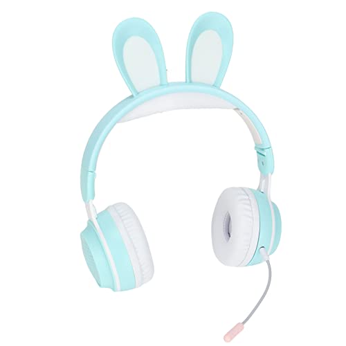 Yunseity Kinderkopfhörer, Bluetooth 5.0-Kopfhörer mit Hasenohr, Over-Ear-LED-Licht, Faltbares Kabelloses Headset, Unterstützung von TF/AUX, Geschenke für Kinder, Kleinkinder, Teenager(Grün) von Yunseity