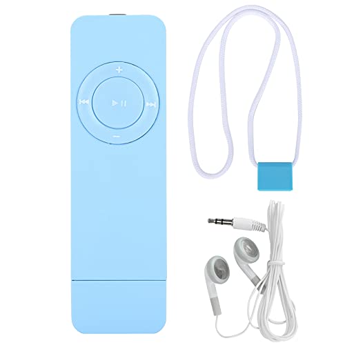 Yunseity MP3 Player,USB-Direktaufladung Unterstützt Plug-in-MP3 Player Mit Umhängeband und Kopfhörer,USB-Stick Unterstützt Externe Wiedergabe MP3-Player(Blau) von Yunseity
