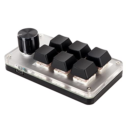 Yunseity Makro-Tastatur mit Rotem Schalter, Ergonomische, Maßgeschneiderte USB-Tastatur für Desktop-PC (6 Tasten mit 1 Knopf) von Yunseity