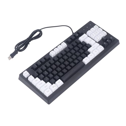 Yunseity Mechanische Gaming-Tastatur, Double-Shot-Spritzguss, RGB-Hintergrundbeleuchtung, Plug-and-Play-Gaming-Tastatur, 87 Tasten für Dormitoey für Büro (weiß schwarz) von Yunseity