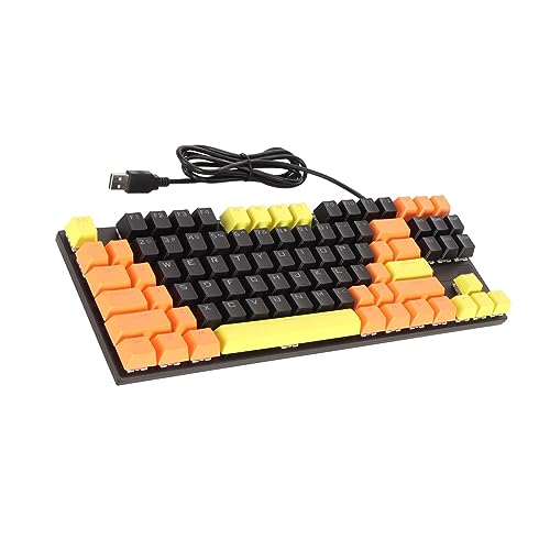 Yunseity Mechanische Gaming-Tastatur mit Hintergrundbeleuchtung, 87 Tasten mit Blauem Schalter, Ergonomisch Abgestufte Tasten, Einfach zu Bedienen, Verschiedene Dynamische Lauflichter von Yunseity