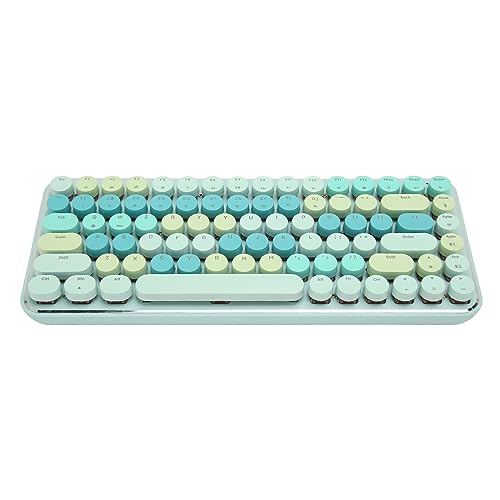 Yunseity Mechanische Tastatur, Dreifachmodus, Kabellos//Typ C, Kabelgebundene Retro-Schreibmaschinentastatur, mit 84 Runden Tastenkappen, Hintergrundbeleuchtung, Roter Schalter von Yunseity