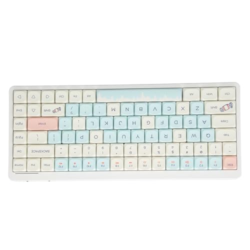 Yunseity Mechanische Tastatur mit 84 Tasten, Kabellos,5.0, Typ C, Kabelgebunden, DREI Modi, Roter Schalter, Mechanische Tastatur mit Hintergrundbeleuchtung, PBT-Tastenkappen, für, (Gelb von Yunseity