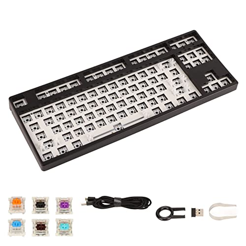 Yunseity Modulare Mechanische Tastatur, 3000 MAh Akku, 80% Layout, Weitgehend Kompatibel, 87 Tasten, Mechanische Tastatur, DIY-Kit für PC (Black) von Yunseity