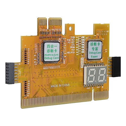 Yunseity Motherboard-Testerkarte, PCI PCIe 2LPC 4-in-1-Diagnosekarte mit LED-Anzeige, Unterstützt Mehrkanalerkennung für Computer-Motherboard von Yunseity