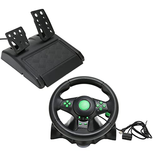 Yunseity PC Racing Wheel Gaming Lenkrad mit Pedal, 180 Grad USB Car Racing Driving Wheel, für Xbox360, für PS3, für PS2, PC, Computer von Yunseity