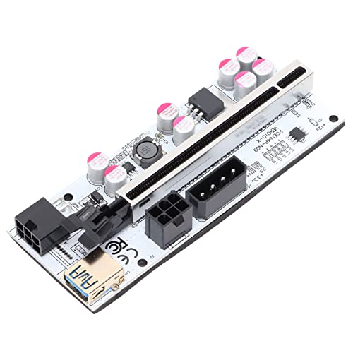 Yunseity PCIE-Riser-Adapterkarte, 1X Bis 16X 6-Pin-Schnittstelle + 8 Kondensatoren + Statusleuchte + USB 3.0-Kabel PCI-E-Riser-Express-Kabel von Yunseity