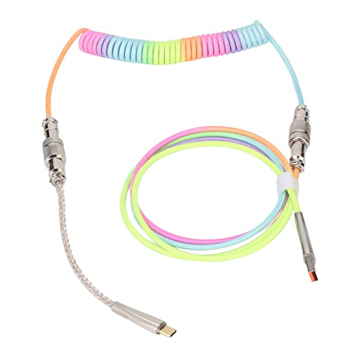 Yunseity RGB-Spiralkabel mit Farbverlauf, Benutzerdefiniertes Spiralkabel USB C auf USB A, Einziehbares, Doppelt Ummanteltes USB-C-Kabel für Mechanische Tastaturen (Typ 3) von Yunseity