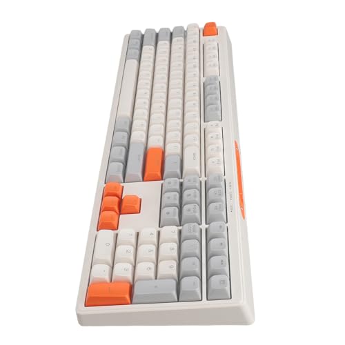 Yunseity RGB-Tastatur mit Hintergrundbeleuchtung, Kabelgebunden, 8 Lichtmodi, 108 Tasten, Heim-Gaming-Tastatur (Grau, Weiß, Orange) von Yunseity