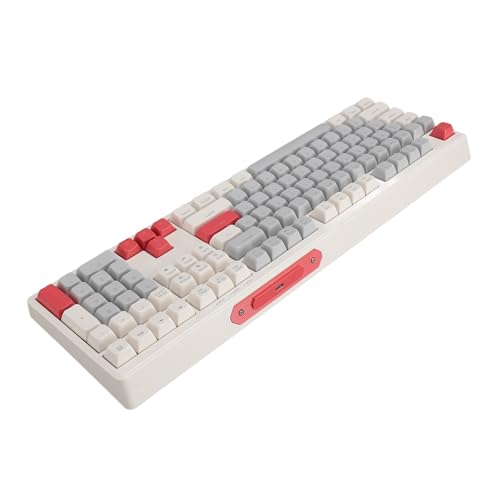 Yunseity RGB-Tastatur mit Hintergrundbeleuchtung, Kabelgebunden, 8 Lichtmodi, 108 Tasten, Heim-Gaming-Tastatur (Grau Weiß Rot) von Yunseity