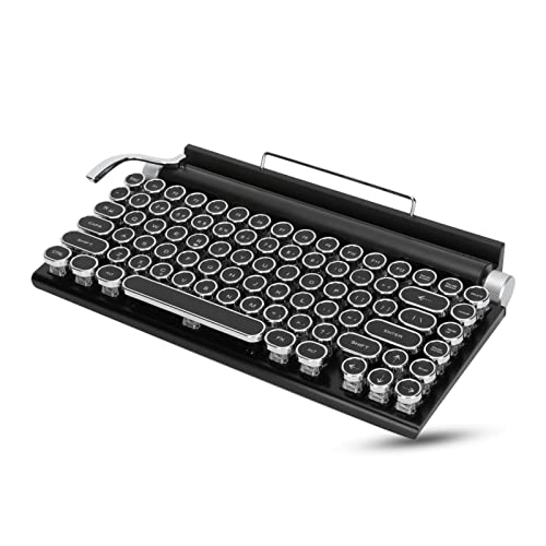 Yunseity Retro-Schreibmaschinentastatur, 83 Tasten, Punk-Rundtasten, Mechanische Bluetooth-Gaming-Tastatur, RGB-Tastatur mit Hintergrundbeleuchtung für PC, Tablet, für Mac, Android-Telefone von Yunseity