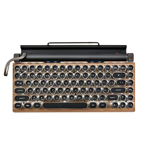 Yunseity Retro-Schreibmaschinentastatur, 83 Tasten, Punk-Rundtasten, Mechanische Gaming-Tastatur, Bluetooth-QWERTY-Tastatur für PC, Tablet, für IOS, Android-Telefone von Yunseity