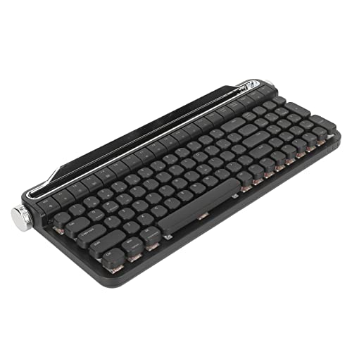 Yunseity Retro-Schreibmaschinentastatur, Mechanische Bluetooth-/kabelgebundene Gaming-Tastatur, mit RGB-Hintergrundbeleuchtung, Roten Schaltern, Verbindung Mehrerer Geräte, für Windows, (Schwarz) von Yunseity