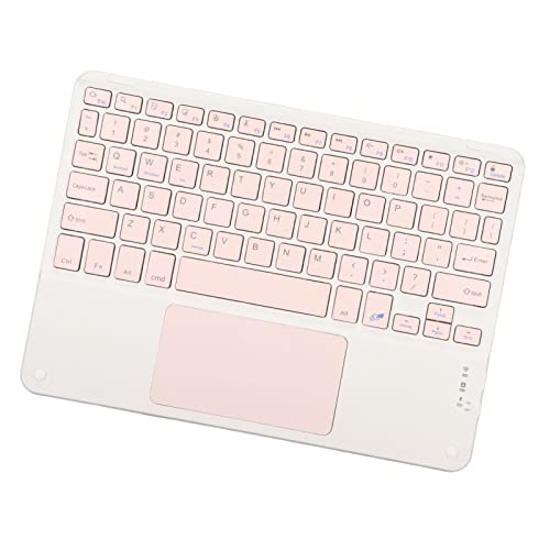 Yunseity Rosa Kabellose Tastatur mit Touchpad, 10 Zoll Tragbare Ultraflache Bluetooth 3.0-Tastatur, Wiederaufladbare Tastatur für Tablet, Smartphone, PC, Laptop von Yunseity