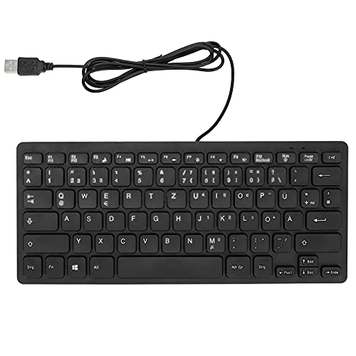 Yunseity Russische/französische/deutsche Tastatur, Kabelgebundene USB-Tastatur, Ultradünne Kompakttastatur mit 87 Tasten, für PC, Computer, Desktop(Deutsch) von Yunseity