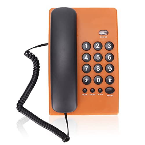 Yunseity Schnurgebundenes Telefon, Festnetztelefon, Festnetztelefon, Batteriefrei, Einzigartige Farbe, Festnetztelefone für das Büro für Zuhause(Orange) von Yunseity