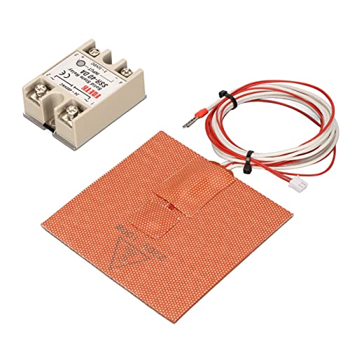 Yunseity Silikon-Heizkissen 100 x 100 mm, NTC-Thermistor 220 V 100 W 3D-Drucker-Heizplatte mit Relais für VORON V0.1 V0, gleichmäßige Wärmeübertragung von Yunseity