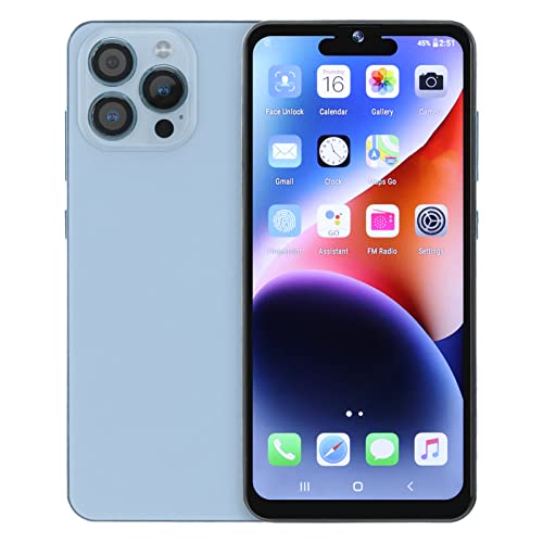 Yunseity Smartphone mit Großem Bildschirm, 100–240 V, 2 SIM-Karten Entsperrt, 4 + 64 GB Speicher, Kamera Vorne und Hinten, Ultra-HD-Display für den Täglichen Gebrauch (Blue) von Yunseity