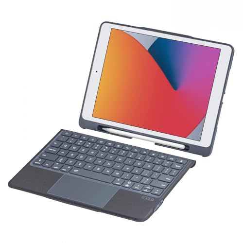 Yunseity Tablet-Gehäuse mit Tastatur, Magnetisch Detechable Tastatur-Stand Abdeckung mit Touchpad und RGB-Hintergrund Beleuchtung, Reise Tragbare Tablet-Hülle für IOS Tablet 10,2 in Pro von Yunseity