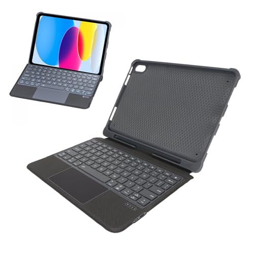 Yunseity Tablet-Hülle mit Tastatur für IOS 10,9 Zoll, Magnetisch Abnehmbare Tastaturständerabdeckung mit Touchpad, Tragbare Reise-Tablet-Hülle für IOS 10. Generation 2022 10,9 Zoll von Yunseity