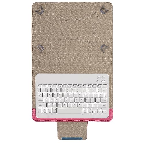 Yunseity Tablet-Tastaturhülle, Tragbare 10-Zoll-BT 3.0-Wireless-Tastatur + Tablet-Ständer + Ledertasche, Kompatibel für, für IOS, für, 180 MAh Akkukapazität, Rose Red von Yunseity