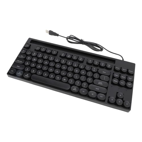 Yunseity Tastatur, 87 Tasten, Kabelgebundene Tastatur, ABS, USB, mit Licht für PC (Black) von Yunseity