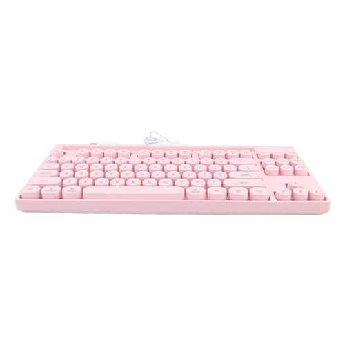 Yunseity Tastatur, 87 Tasten, Kabelgebundene Tastatur, ABS, USB, mit Licht für PC (PINK) von Yunseity