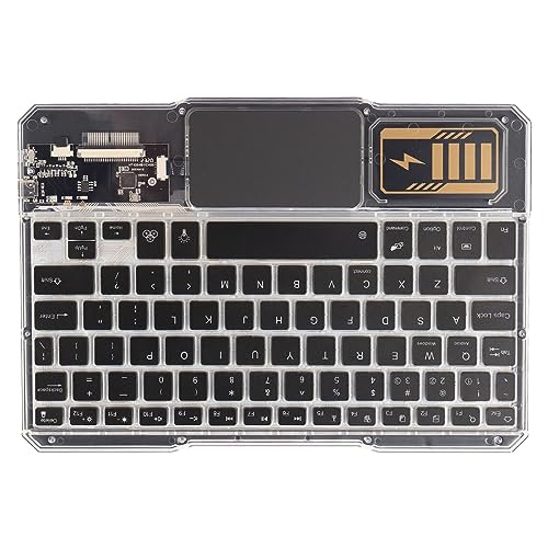 Yunseity Tastatur, Transparente Acryl-Tastatur, Schnellverbindung, Lange Standby-RGB-Hintergrundbeleuchtung, Anti-Fingerabdruck-Touchpad für Laptop, Tablet (Black) von Yunseity