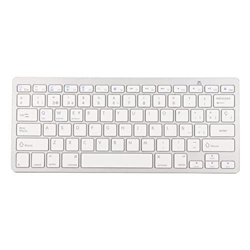 Yunseity Tragbare Drahtlose Bluetooth 3.0-Tastatur, Kompakttastatur mit 78 Tasten, für IPad, Windows, Mac, Android, Arabische/deutsche/spanische/französische Tastatur(Spanisch) von Yunseity