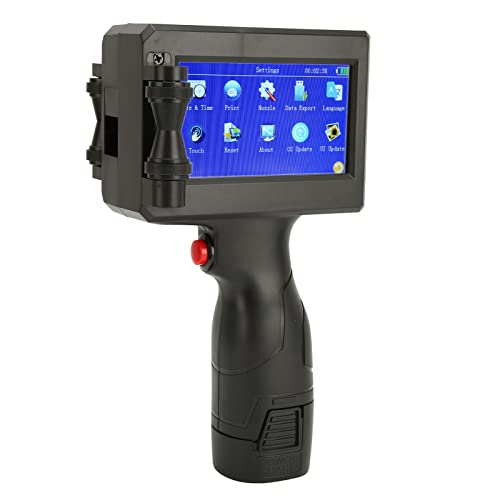 Yunseity Tragbarer Tintenstrahldrucker mit 4,3-Zoll-LCD-Touchscreen, Tragbarer Tintenstrahldrucker Unterstützt 18 Sprachen für den 2D-Barcode-Produktionsdatum-DIY-Logodruck von Yunseity