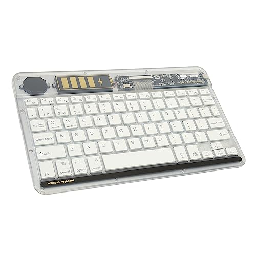 Yunseity Transparente Bluetooth-Tastatur, Kabellose Multi-Geräte-Tastatur mit 7 Farben Hintergrundbeleuchtung, Wiederaufladbare Kompakte Silm-Tastatur, Bis zu 3 Geräte (Weiß) von Yunseity