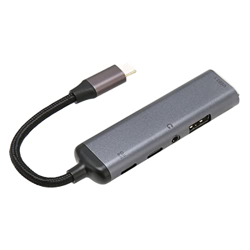 Yunseity USB-C-Hub-Multiport-Adapter, Typ-C-Stecker auf USB3.1+USB2.0+Typ-C2.0+3.5-Kopfhöreranschluss+PD100W-HD-Dongle-Dockingstation, USB-C-Dongle-Adapter von Yunseity