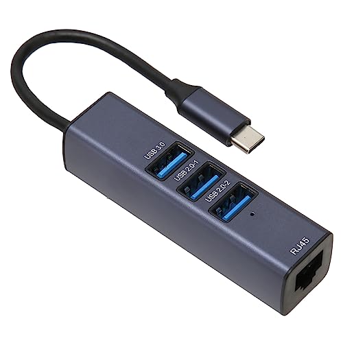 Yunseity USB-C-zu-Ethernet-Adapter, USB 3.0 2.0-Hub mit RJ45 100/1000 Mbit/s Gigabit-Ethernet-Adapter, Netzwerkadapter für MacBook, Chromebook Usw von Yunseity