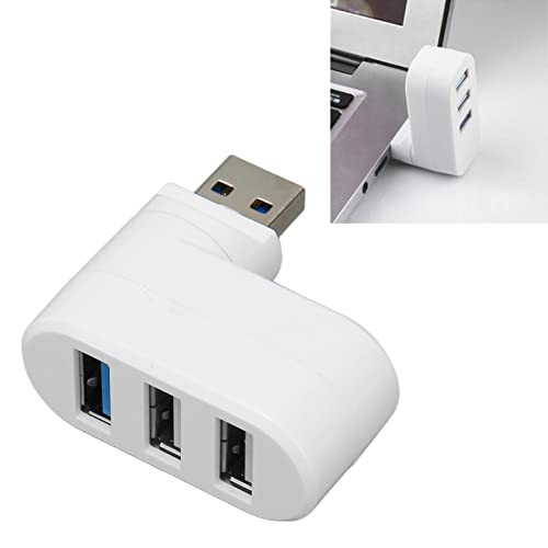 Yunseity USB-Hub mit 3 Anschlüssen, um 90°/180° Drehbarer USB-Splitter, Unterstützt Hot Swap USB 2.0 3.0-Hub-Dock für PC, Laptop, Notebook und Mehr (Weiss) von Yunseity
