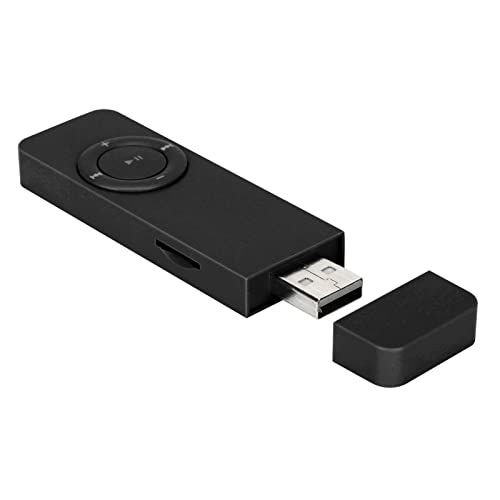 Yunseity USB MP3-Player-Stick, Digitaler MP3-Musik-Player mit Lanyard und Kopfhörer, Unterstützt Bis zu 32 GB Erweiterungs-Speicherkarte (Nicht Im Lieferumfang Enthalten)(Schwarz) von Yunseity