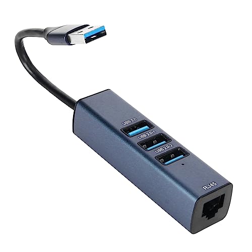 Yunseity USB-zu-Ethernet-Adapter, USB 3.0 2.0 Hub mit RJ45 100/1000 Mbit/s Gigabit-Ethernet-Adapter, Netzwerkadapter für Laptop-Computer PC von Yunseity