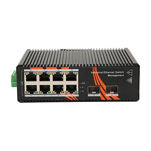 Yunseity Unmanaged Gigabit-Ethernet-Switch mit 8 Ports, 2 SFP-Ports, 30 W IEEE802.3af/at, DIN-Schienen- oder Wandmontage, Netzwerk-Switch aus Metall, Plug-and-Play von Yunseity