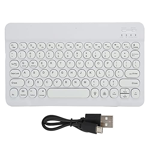 Yunseity Weiße Kabellose Tastatur für Tablet, Telefon, Tragbare 10" Ultradünne Kabellose Bluetooth-Tastatur mit 7 Farben und RGB-Hintergrundbeleuchtung, Integrierter Wiederaufladbarer Akku von Yunseity