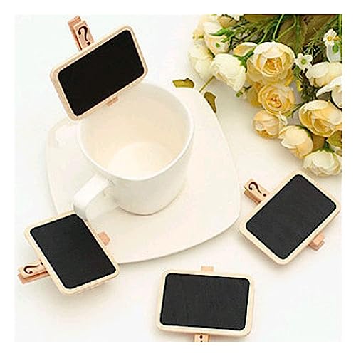 Yurosiay 50 Stück Mini Holz Kreidetafel Mit Klammer Rechteckig Memotafel Holz Mini Tafel Mit Klammer Tafelklammern Zum Beschriften Klein Kreidetafel für Hochzeit Party Geburtstag Hause Deko von Yurosiay