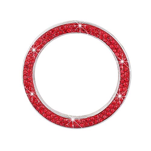 Yurosiay Universal Strass Auto Motor Start Stop Knopf Ring Bling Kristall Strass Start Stop Knopf Aufkleber Glitzer Zündschalter Aufkleber Start Stop Knopf Abdeckung Strass Auto Zubehör Rot von Yurosiay